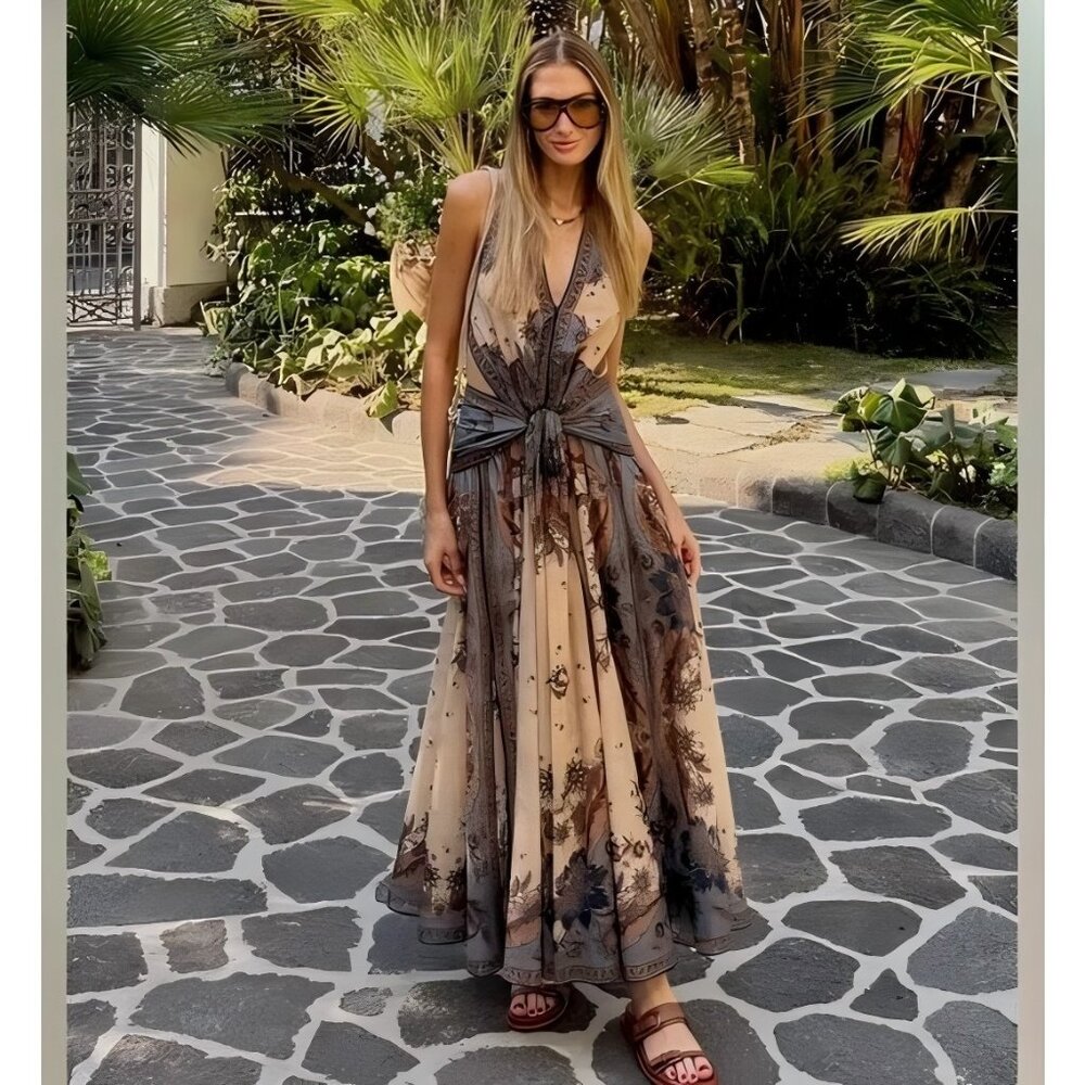 Zimmermann Ascension Plunge Halter Dress